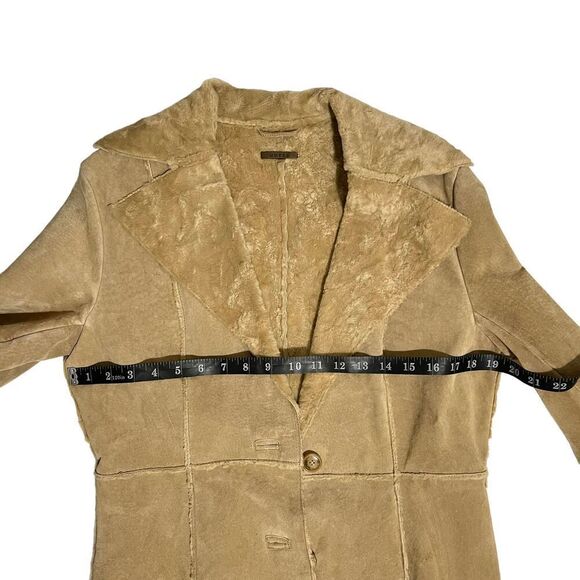 GUESS Leather Suede Jacket Size Small Fur Collar Single Breast - Picture 10 of 12